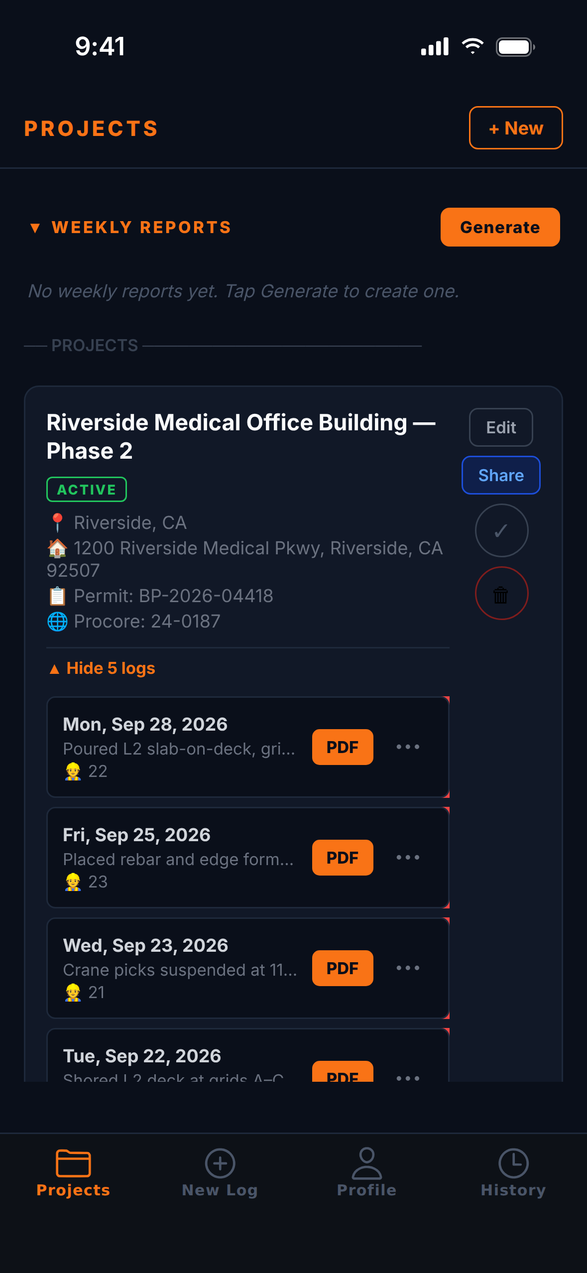 Projects: Every job, one tap away